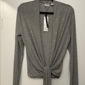 NWT Noisy May Soft Light Grey Tie Cardigan